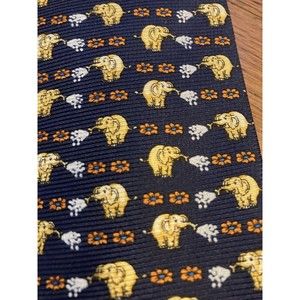Cute Putzmeister Elephant Tie NAVY with orange yellow‎ & white